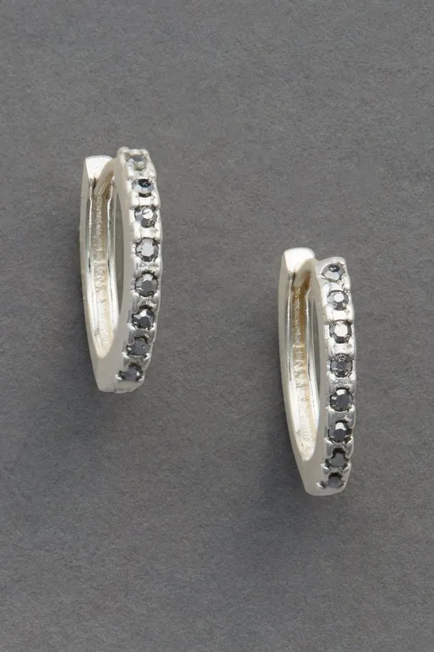 Women Lucky Brand Jewelry Pave Mini Hoop Silver