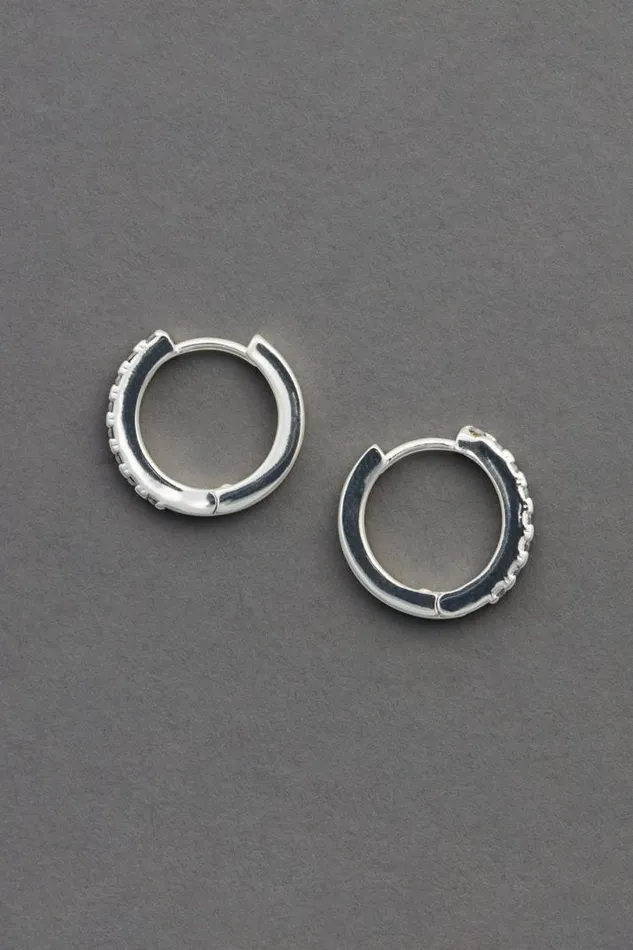 Women Lucky Brand Jewelry Pave Mini Hoop Silver