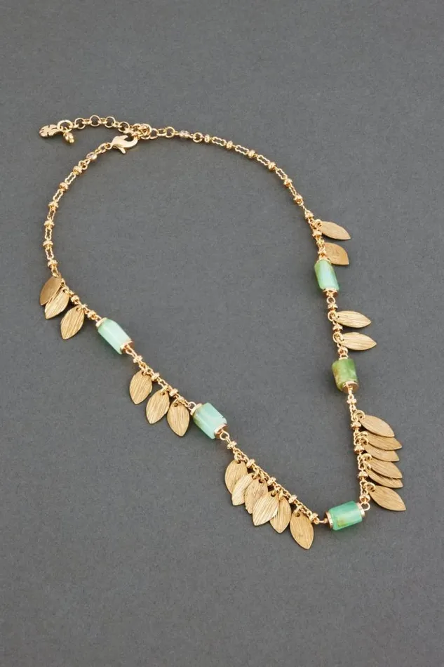 Women Lucky Brand Jewelry Petal And Stone Collar Necklace Gold