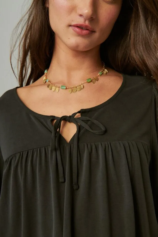 Women Lucky Brand Jewelry Petal And Stone Collar Necklace Gold