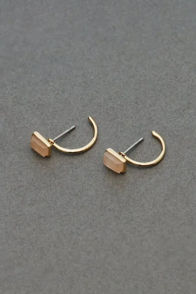Women Lucky Brand Jewelry Semi Stone Earring Gold