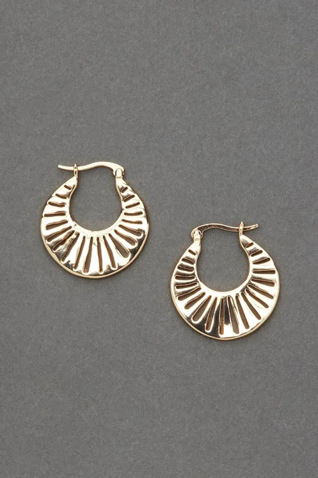 Women Lucky Brand Jewelry Sunray Hoop Earring Gold