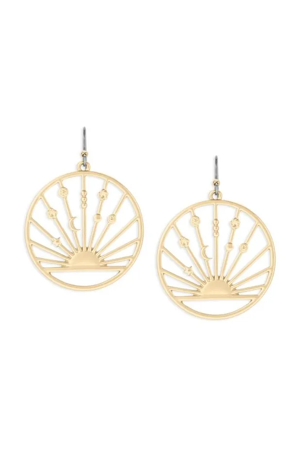 Women Lucky Brand Jewelry Sunray Statement Drop Earring Gold