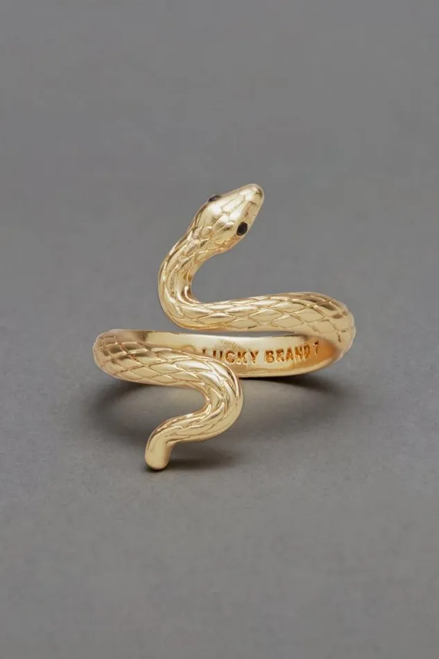 Women Lucky Brand Jewelry Wrap Around Snake Ring Gold