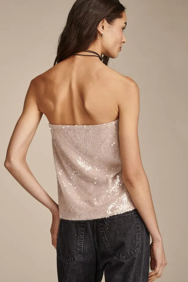 Women Lucky Brand Knit Tops Sequin Tube Top Blush