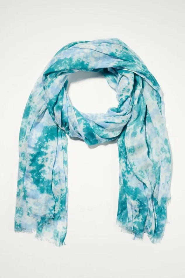 Women Lucky Brand Scarves and Bandanas Tie Dye Scarf Dark Green