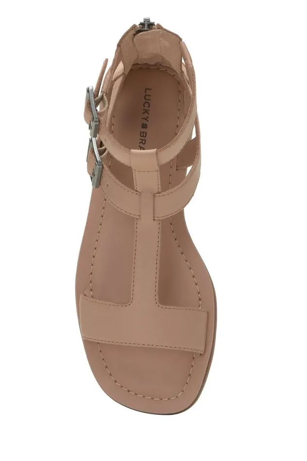 Women Lucky Brand Shoes Brelin Buckle Sandal Open Beigekhaki