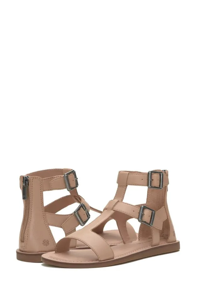 Women Lucky Brand Shoes Brelin Buckle Sandal Open Beigekhaki