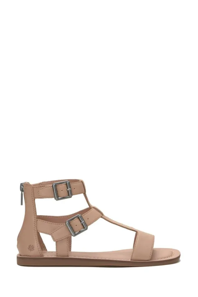 Women Lucky Brand Shoes Brelin Buckle Sandal Open Beigekhaki