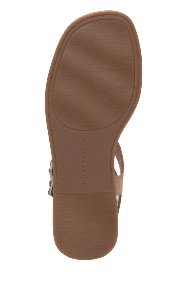 Women Lucky Brand Shoes Brelin Buckle Sandal Open Beigekhaki