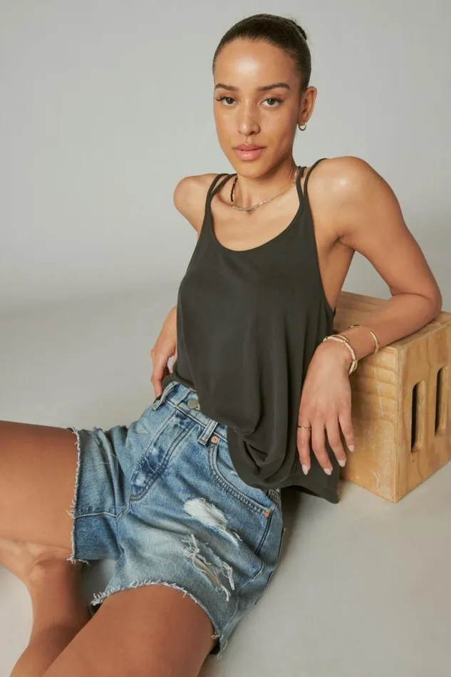 Women Lucky Brand Shorts 90s Midi Short All In Bloom