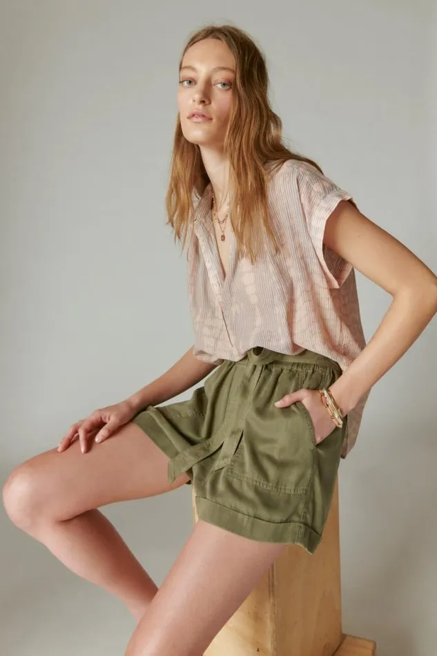 Women Lucky Brand Shorts Paperbag Shorts Olive