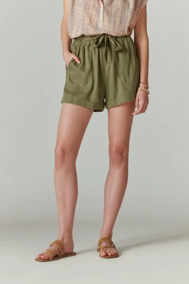 Women Lucky Brand Shorts Paperbag Shorts Olive