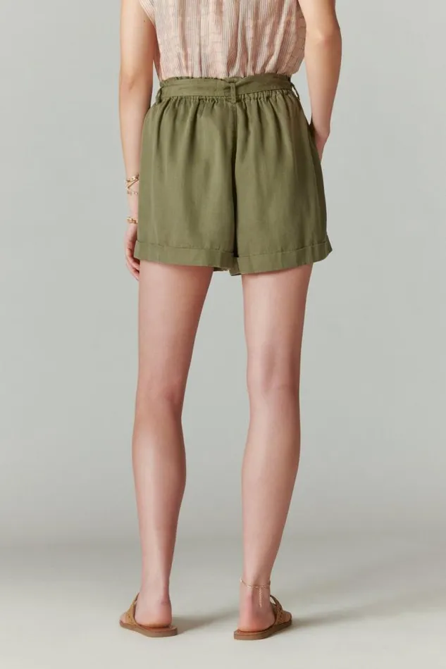 Women Lucky Brand Shorts Paperbag Shorts Olive