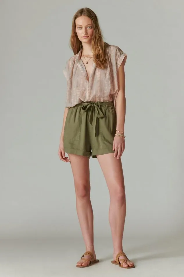 Women Lucky Brand Shorts Paperbag Shorts Olive