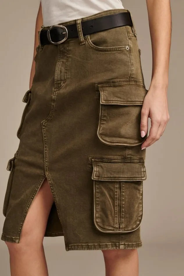Women Lucky Brand Skirts Cargo Skirt Dark Olive