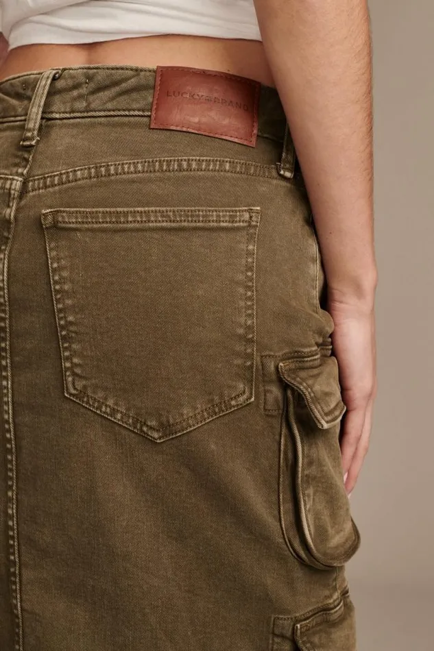 Women Lucky Brand Skirts Cargo Skirt Dark Olive