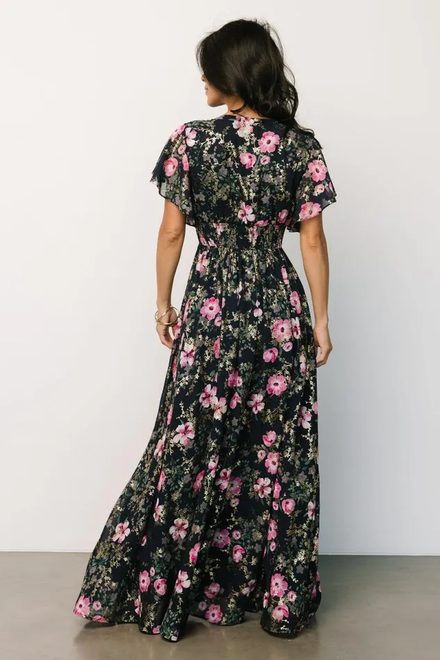 Women Lynlee Metallic Maxi Dress Dark Blue Pink Baltic Born Maxi Dresses