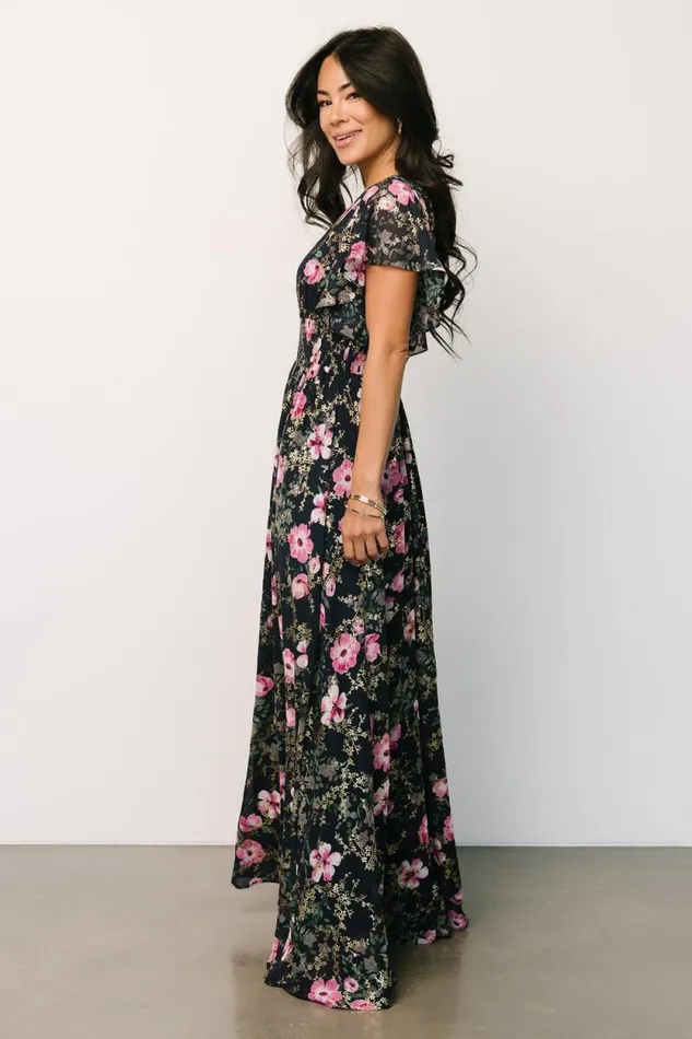 Women Lynlee Metallic Maxi Dress Dark Blue Pink Baltic Born Maxi Dresses