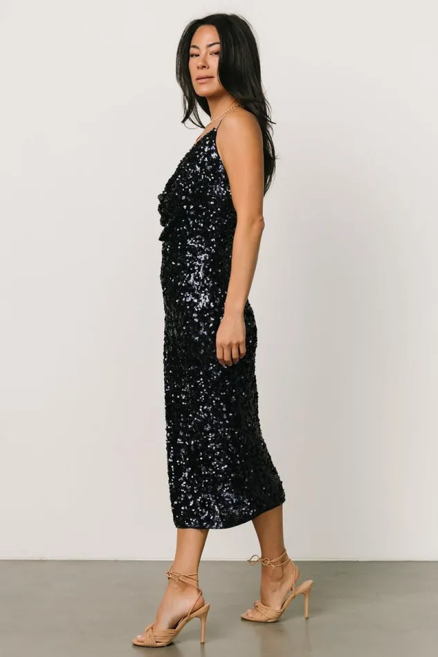 Women Madi Sequin Midi Dress Midnight Blue Baltic Born Embellished and Sequined Women Madi Sequin Midi Dress Midnight Blue Baltic Born Embellished and Sequined