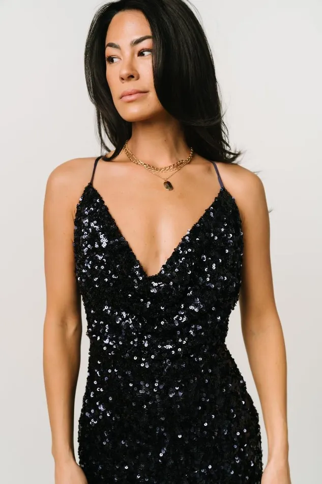Women Madi Sequin Midi Dress Midnight Blue Baltic Born Embellished and Sequined Women Madi Sequin Midi Dress Midnight Blue Baltic Born Embellished and Sequined