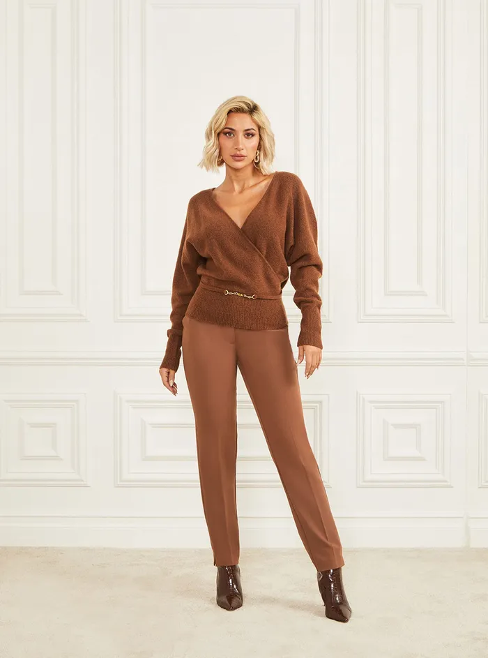 Women Marciano GUESS Marciano Brown Monique Knit Top Women Marciano GUESS Marciano Brown Monique Knit Top