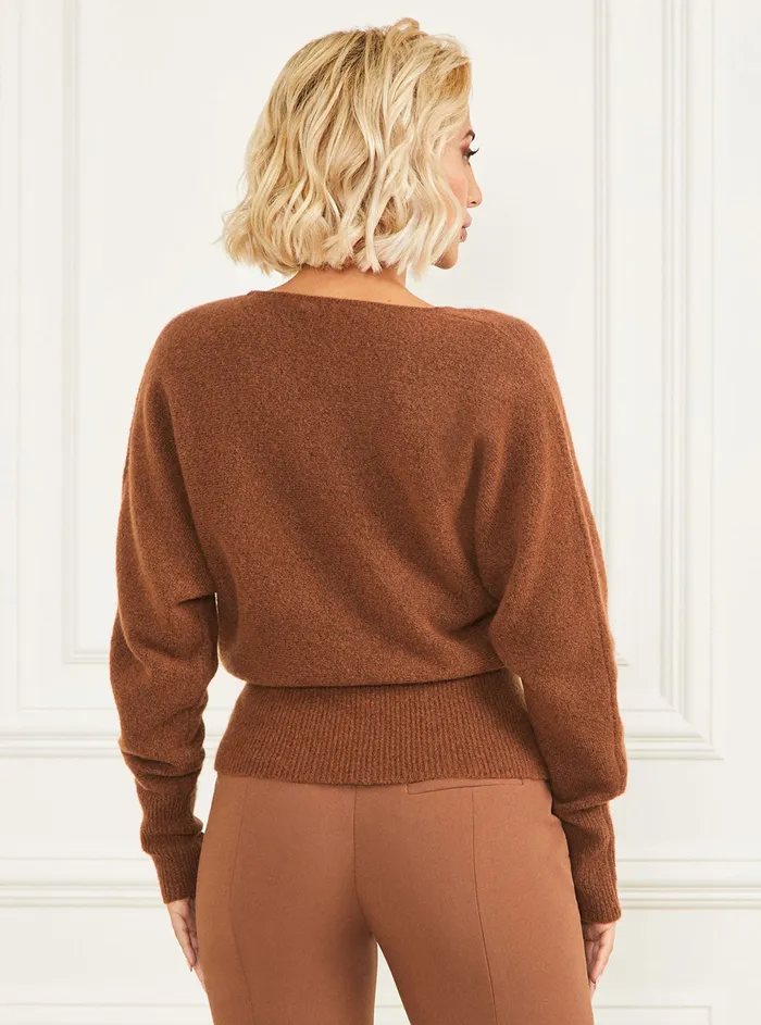 Women Marciano GUESS Marciano Brown Monique Knit Top Women Marciano GUESS Marciano Brown Monique Knit Top