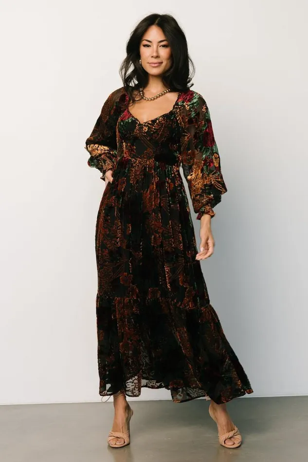 Women Marlow Velvet Embossed Dress Black Multi Baltic Born Maxi Dresses Women Marlow Velvet Embossed Dress Black Multi Baltic Born Maxi Dresses