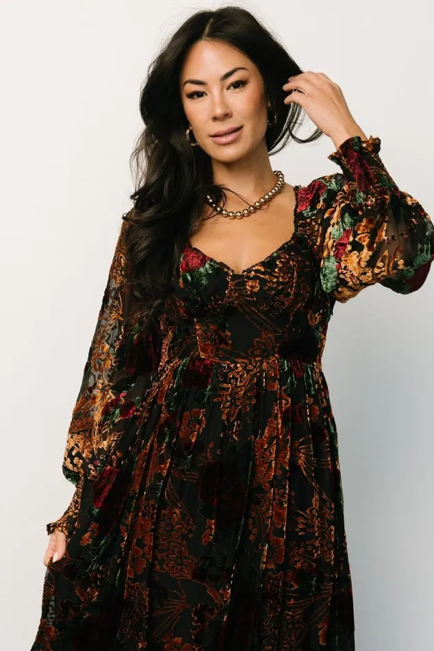 Women Marlow Velvet Embossed Dress Black Multi Baltic Born Maxi Dresses Women Marlow Velvet Embossed Dress Black Multi Baltic Born Maxi Dresses
