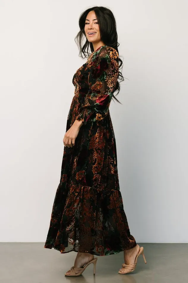 Women Marlow Velvet Embossed Dress Black Multi Baltic Born Maxi Dresses Women Marlow Velvet Embossed Dress Black Multi Baltic Born Maxi Dresses