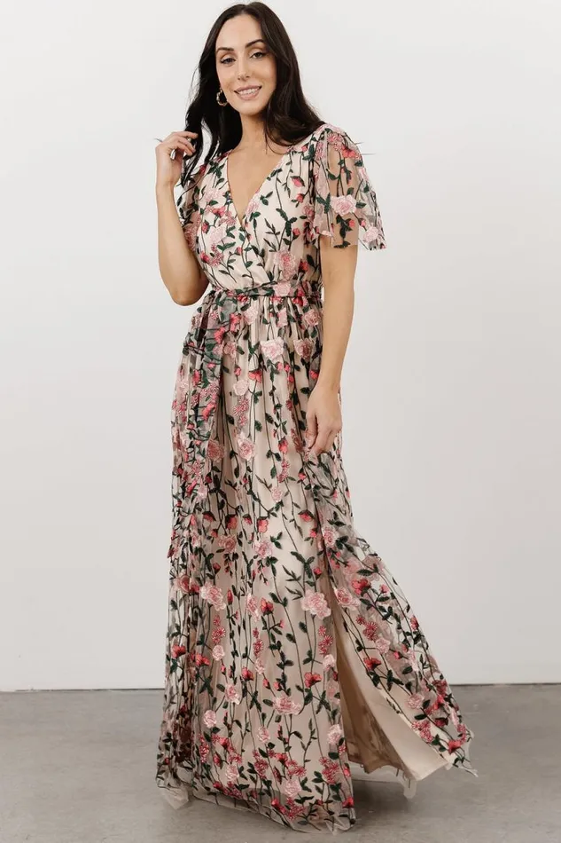 Women Marseille Embossed Maxi Dress Rose Garden Baltic Born Bump Friendly Women Marseille Embossed Maxi Dress Rose Garden Baltic Born Bump Friendly