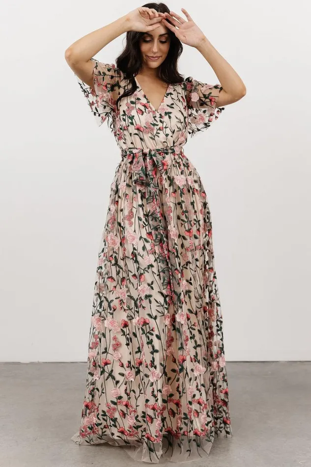 Women Marseille Embossed Maxi Dress Rose Garden Baltic Born Bump Friendly Women Marseille Embossed Maxi Dress Rose Garden Baltic Born Bump Friendly