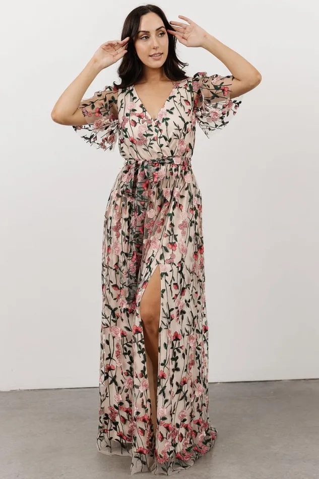 Women Marseille Embossed Maxi Dress Rose Garden Baltic Born Bump Friendly Women Marseille Embossed Maxi Dress Rose Garden Baltic Born Bump Friendly
