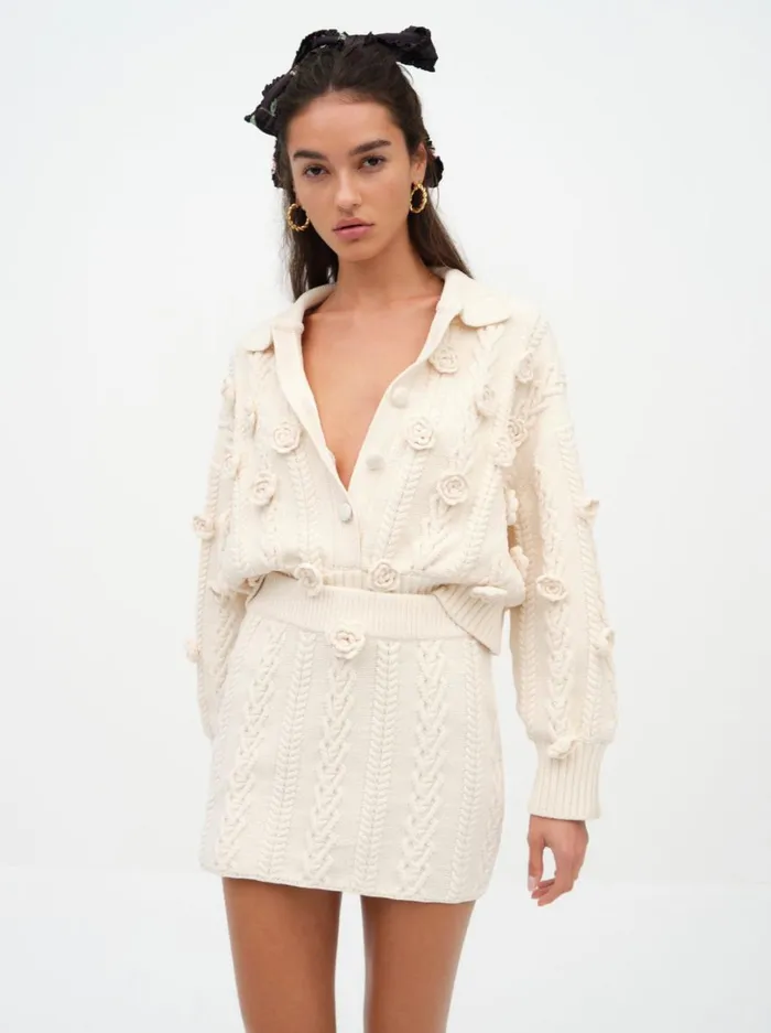 Women Martina Knit Mini Skirt Ivory For Love and Lemons Knitwear