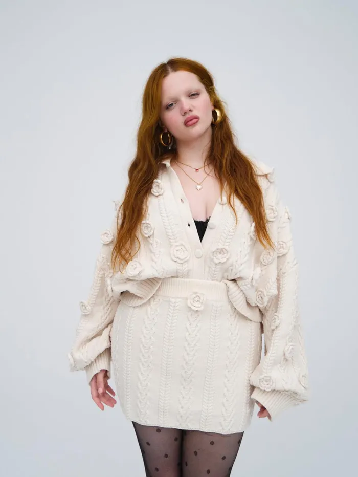 Women Martina Knit Mini Skirt Ivory For Love and Lemons Knitwear