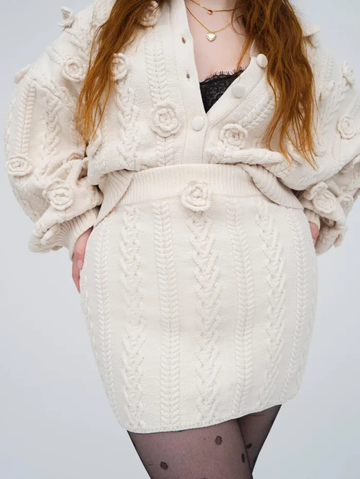 Women Martina Knit Mini Skirt Ivory For Love and Lemons Knitwear