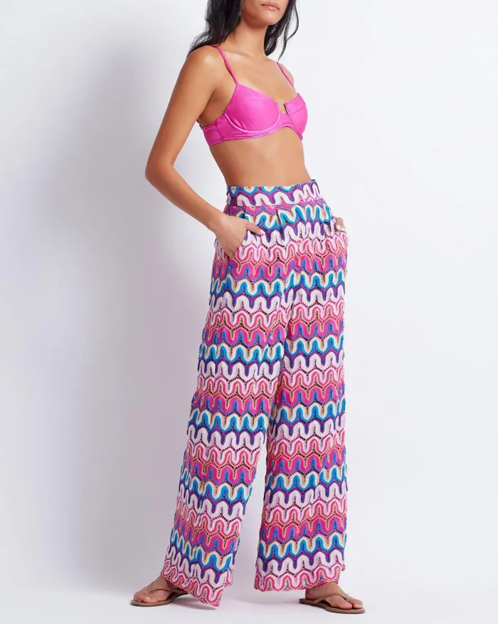 Women Matching Sets PatBO CROCHET WIDE LEG PANTS FINAL SALE Pink Multi