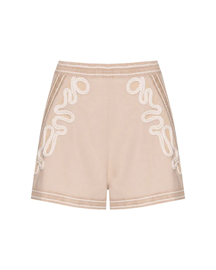 Women Matching Sets PatBO Embroidered Linen Shorts Sand