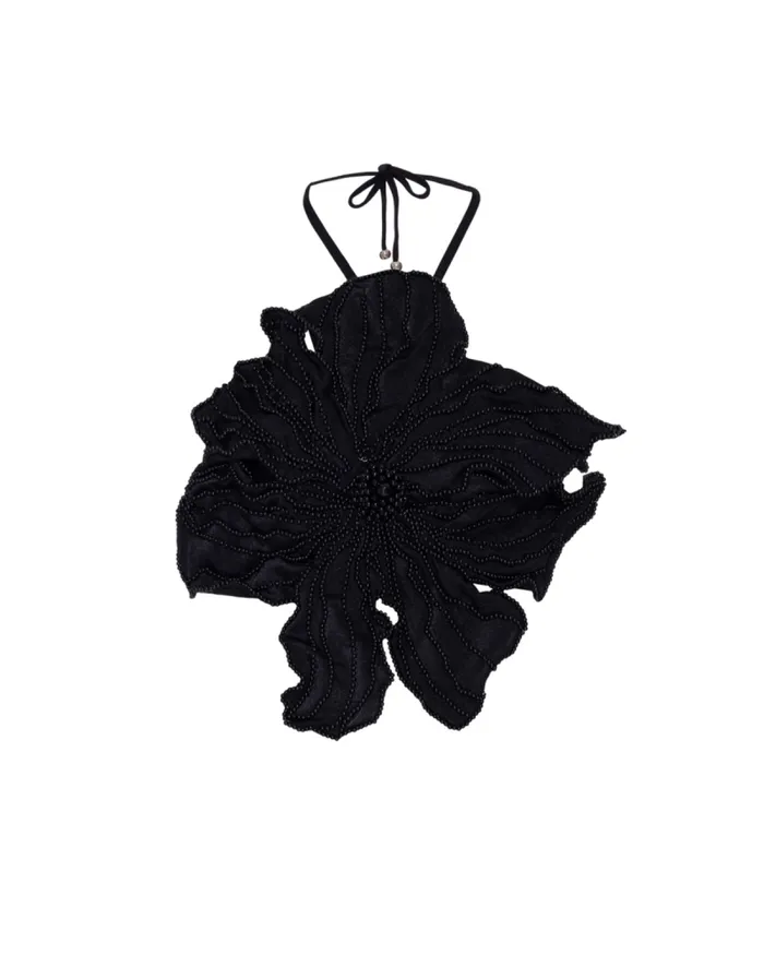 Women Matching Sets PatBO HANDBEADED FLOWER TOP EXCLUSIVE Black