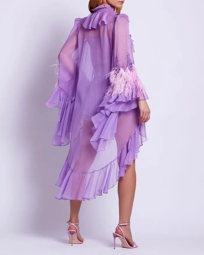Women Matching Sets PatBO HandBeaded Ruffle Blouse EXCLUSIVE Lilac