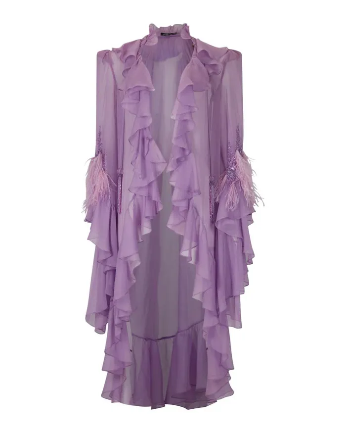 Women Matching Sets PatBO HandBeaded Ruffle Blouse EXCLUSIVE Lilac