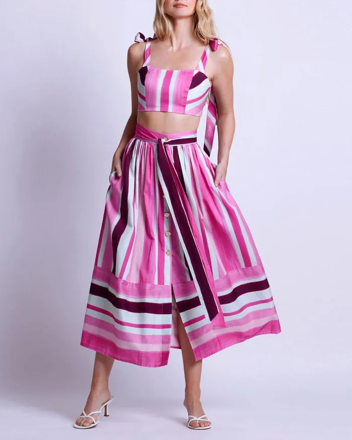 Women Matching Sets PatBO Listra Cotton Midi Skirt FINAL SALE Magenta
