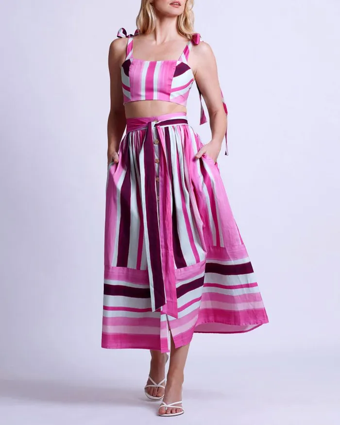 Women Matching Sets PatBO Listra Cotton Midi Skirt FINAL SALE Magenta