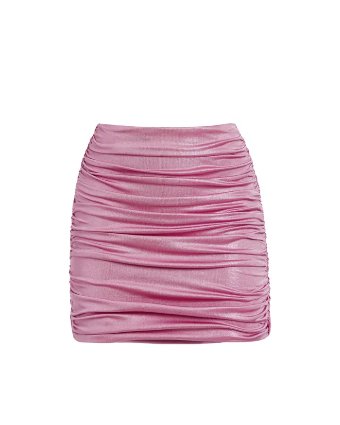 Women Matching Sets PatBO Metallic Jersey Mini Skirt FINAL SALE Lilac