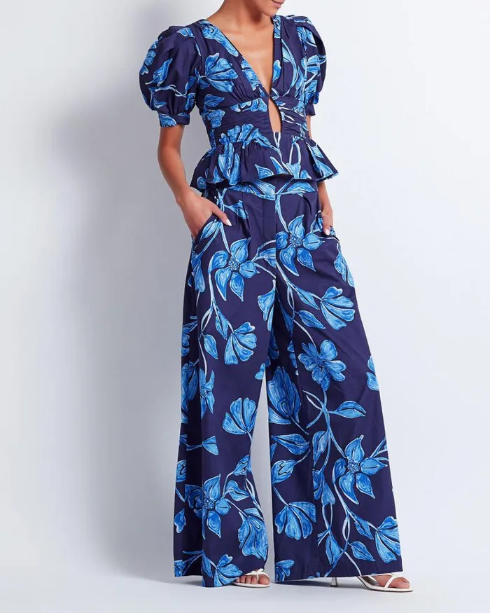Women Matching Sets PatBO Nightflower Wide Leg Pant FINAL SALE Indigo