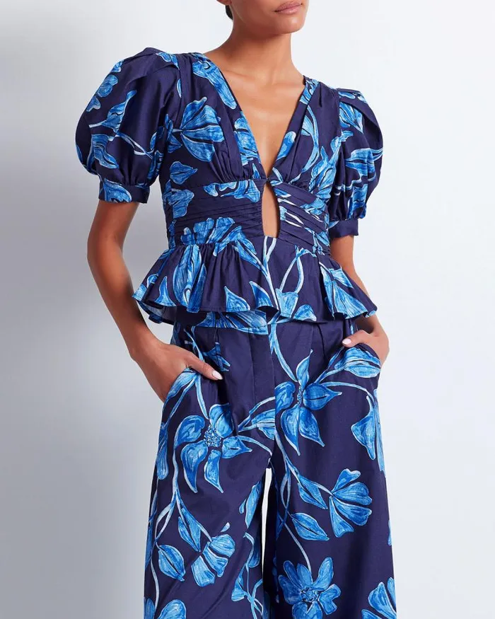 Women Matching Sets PatBO Nightflower Wide Leg Pant FINAL SALE Indigo