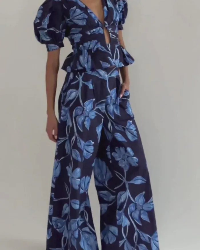 Women Matching Sets PatBO Nightflower Wide Leg Pant FINAL SALE Indigo
