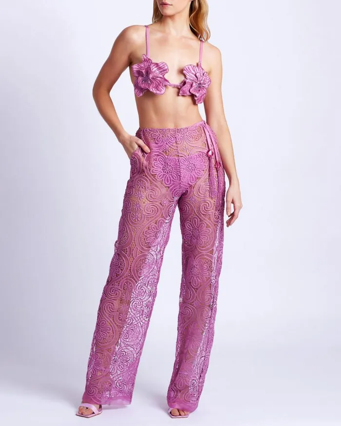 Women Matching Sets PatBO Wide Leg Lace Pants Orchid