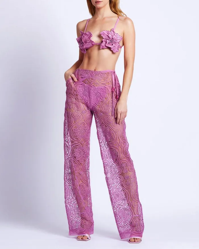 Women Matching Sets PatBO Wide Leg Lace Pants Orchid