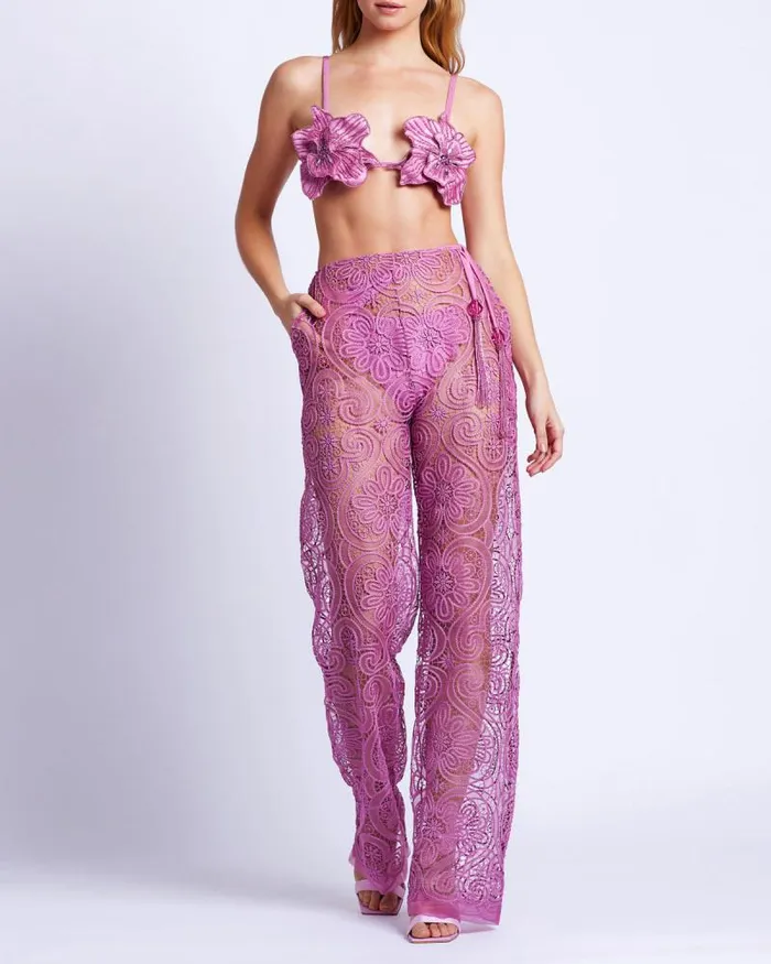 Women Matching Sets PatBO Wide Leg Lace Pants Orchid